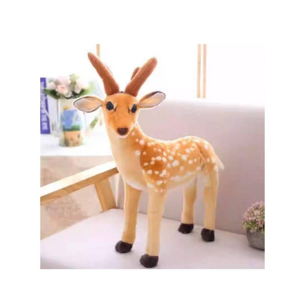 Jucarie de plus, Caprioara, MASHASHOP, maro/alb, 31 cm