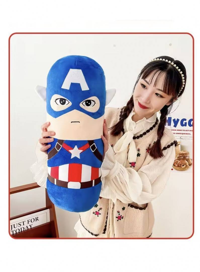 Jucarie de plus, Captain America, tip perna, albastru, 70 cm