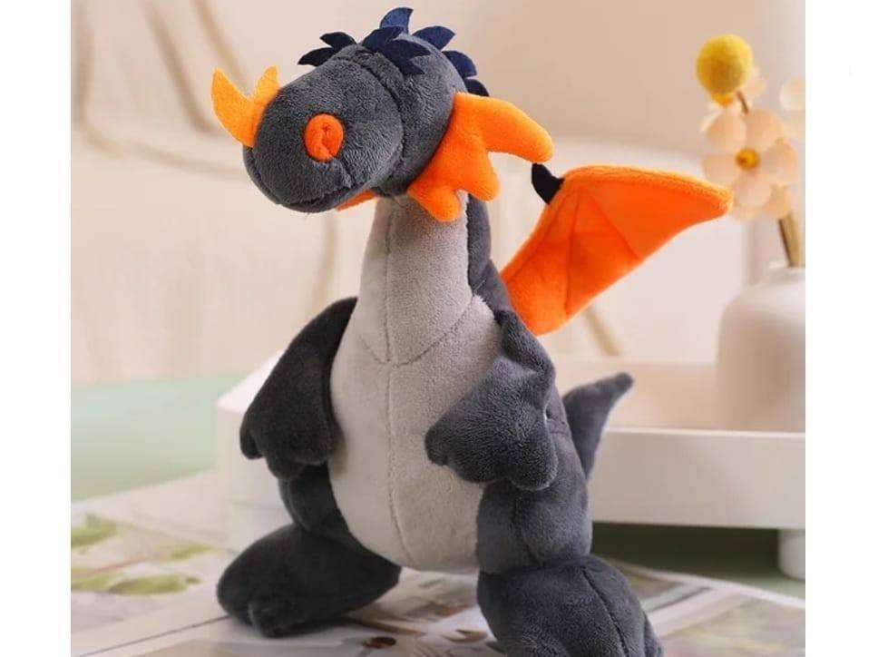 Jucarie de plus, Dinzaur cu aripi, gri, 37 cm