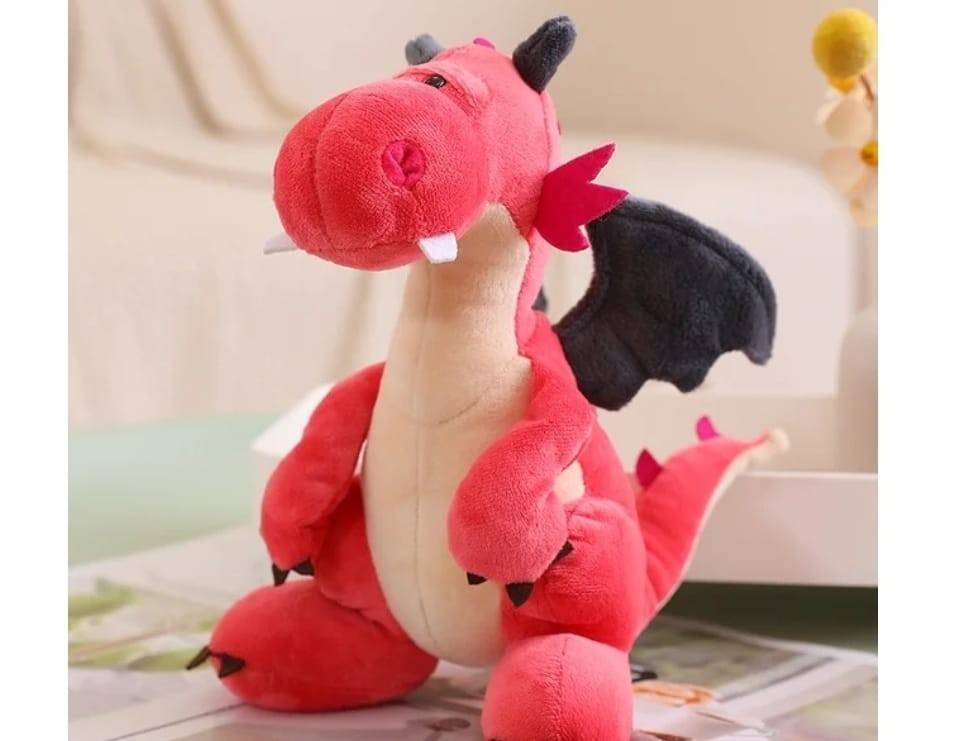 Jucarie de plus, Dinzaur cu aripi, roz, 37 cm