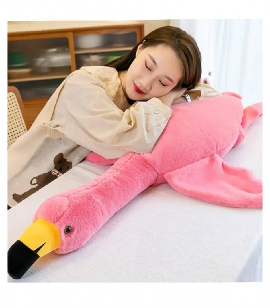 Jucarie de plus, Flamingo, tip perna, roz, 130 cm