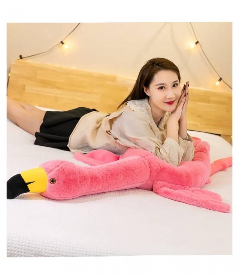 Jucarie de plus, Flamingo, tip perna, roz, 130 cm