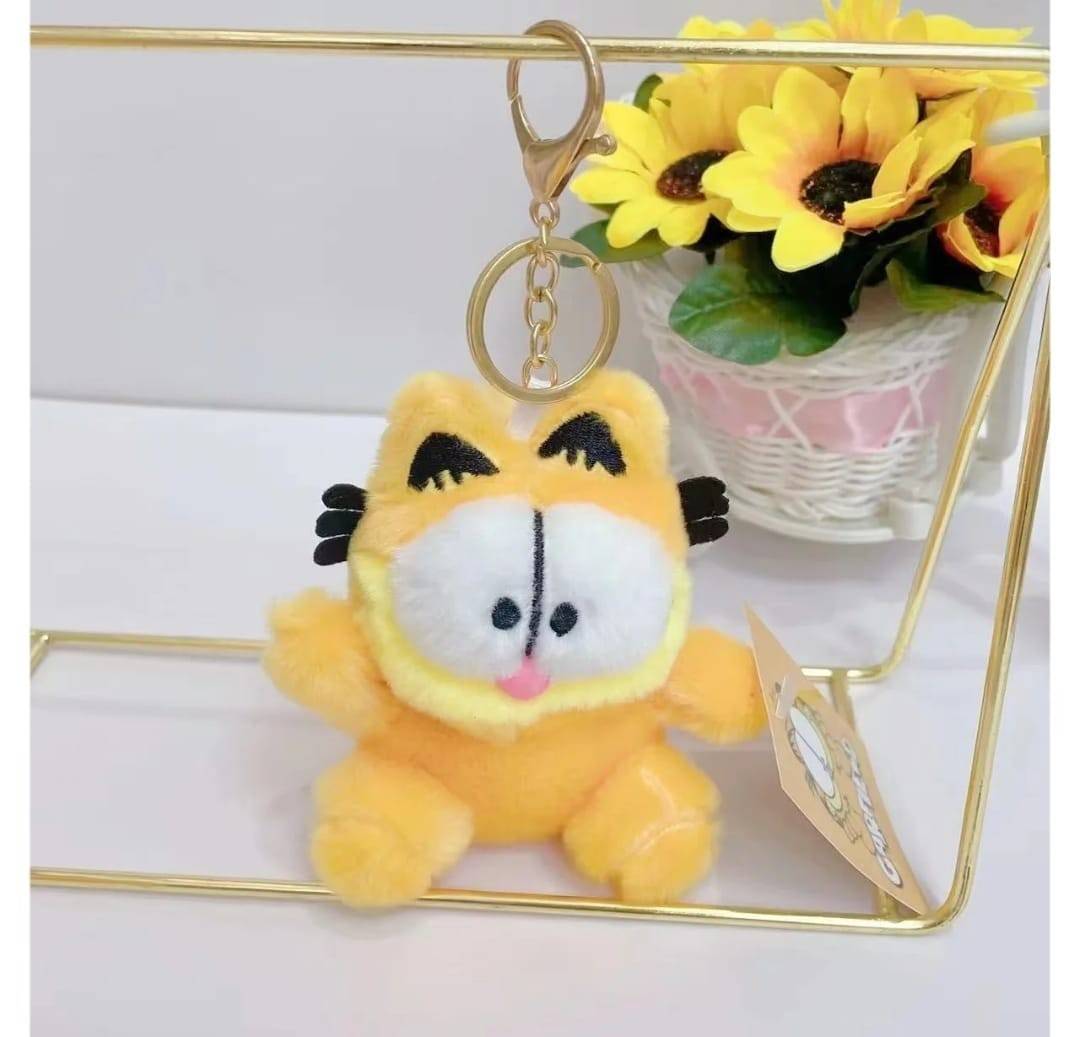 Jucarie de plus, Garfield, tip breloc, galben/alb, 12 cm