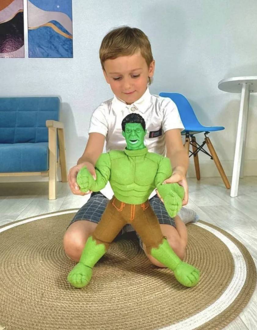 Jucarie de plus, Hulk, realist, sunet, verde, 42 cm