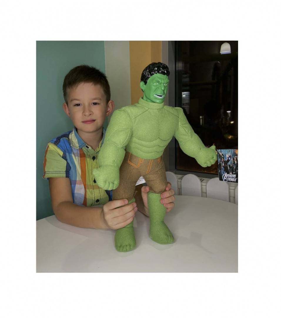 Jucarie de plus, Hulk, realist, sunet, verde, 42 cm