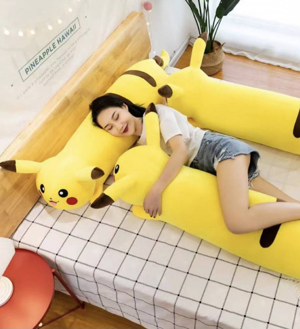 Jucarie de plus, Pikachu, MASHASHOP, tip perna, galben, 125 cm