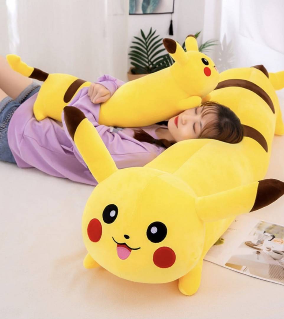 Jucarie de plus, Pikachu, MASHASHOP, tip perna, galben, 125 cm