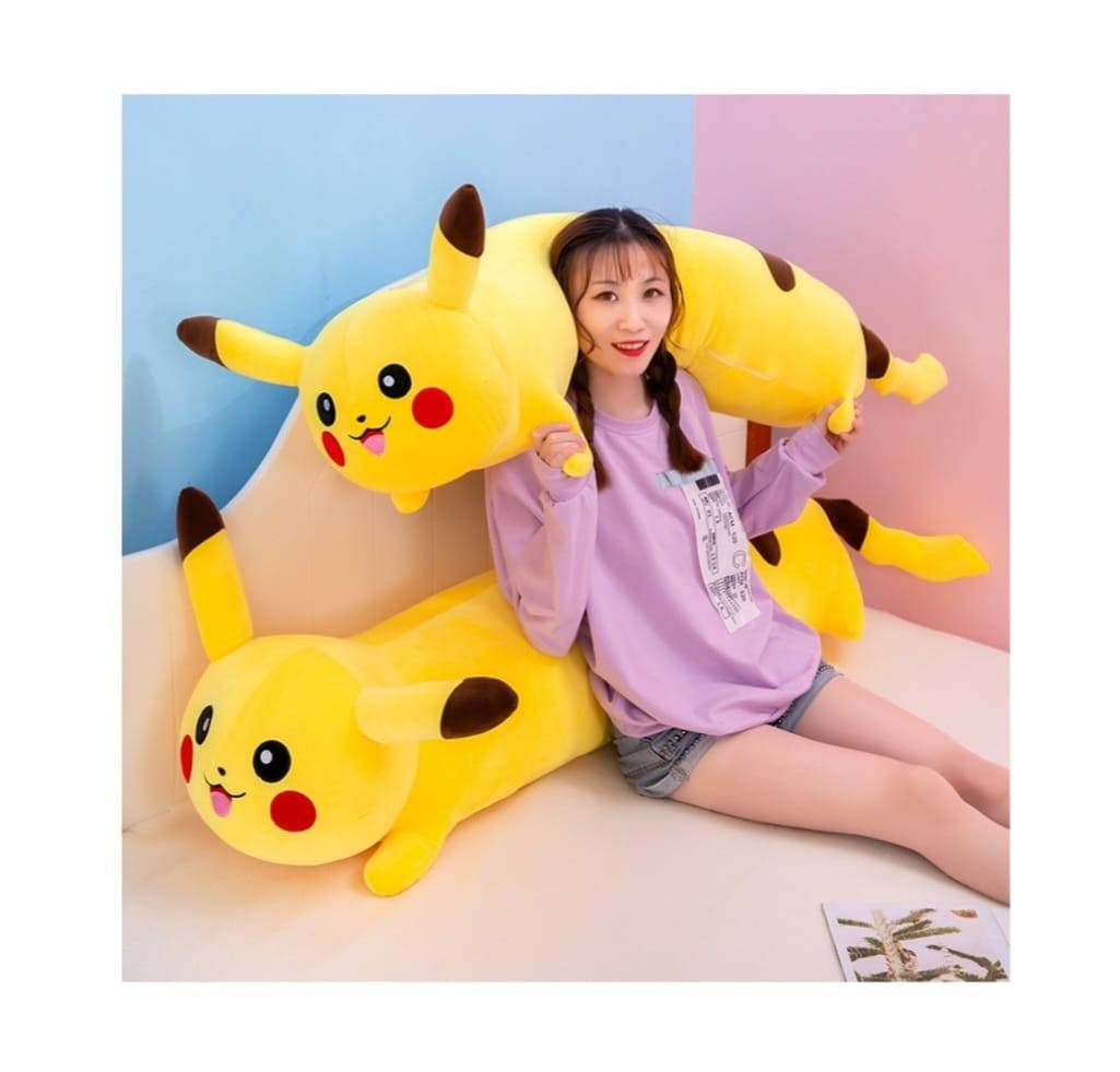 Jucarie de plus, Pikachu, MASHASHOP, tip perna, galben, 125 cm
