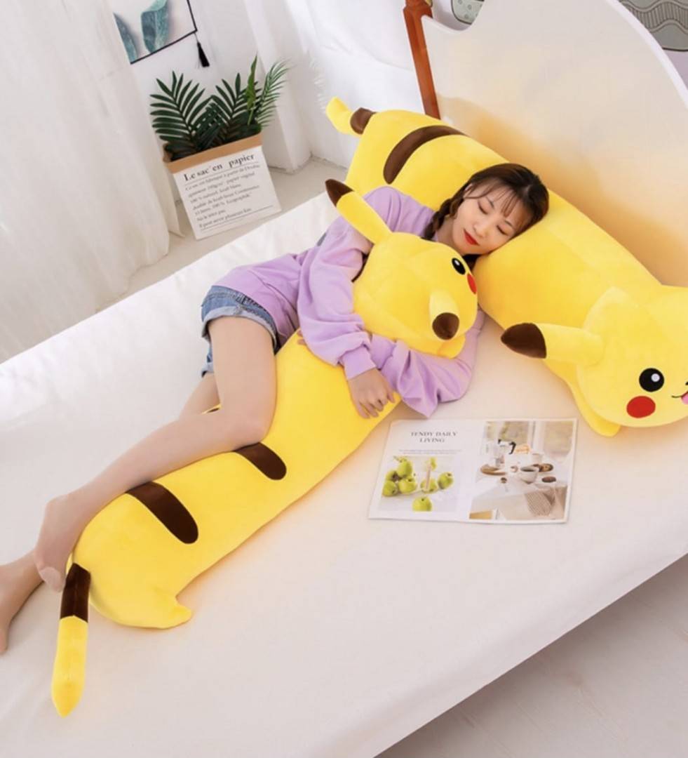 Jucarie de plus, Pikachu, MASHASHOP, tip perna, galben, 125 cm