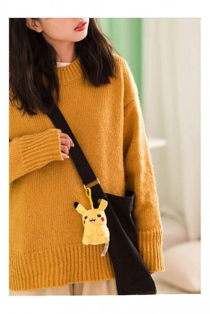 Jucarie de plus, Pikachu, tip breloc, galben, 12 cm
