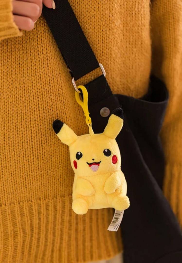 Jucarie de plus, Pikachu, tip breloc, galben, 12 cm