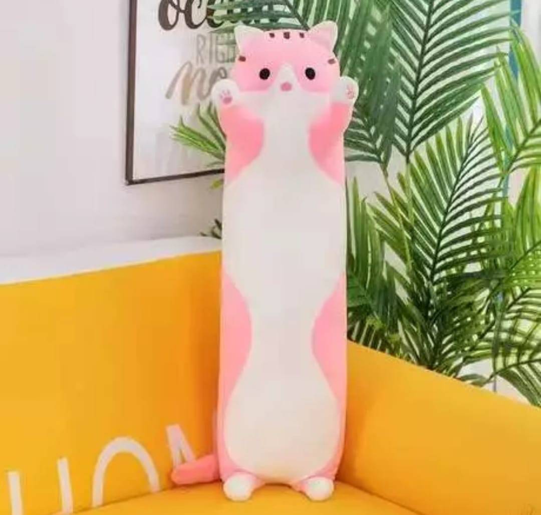 Jucarie de plus, Pisica Uriasa, roz, 70 cm