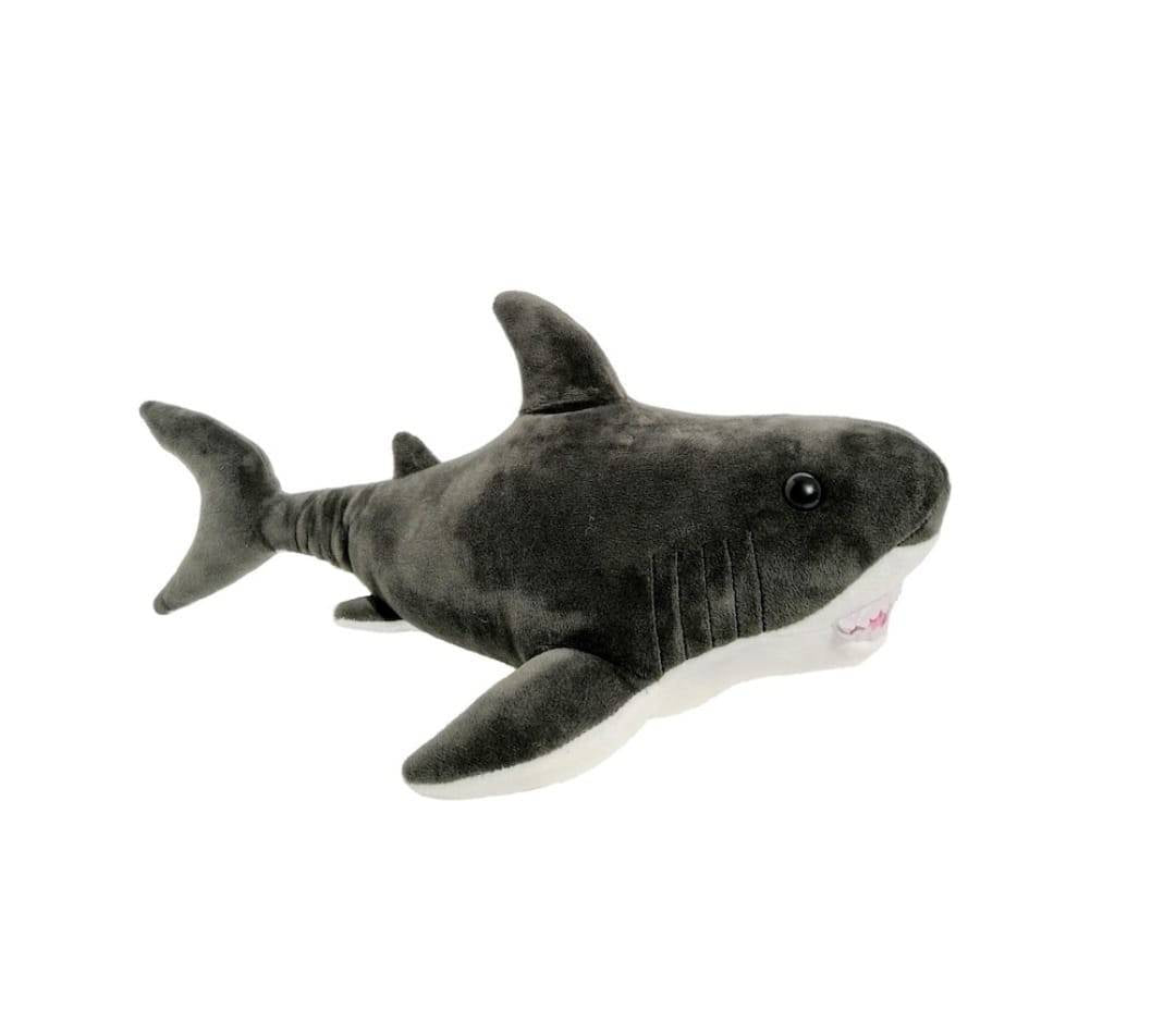 Jucarie de plus Rechin, alb, 40 cm