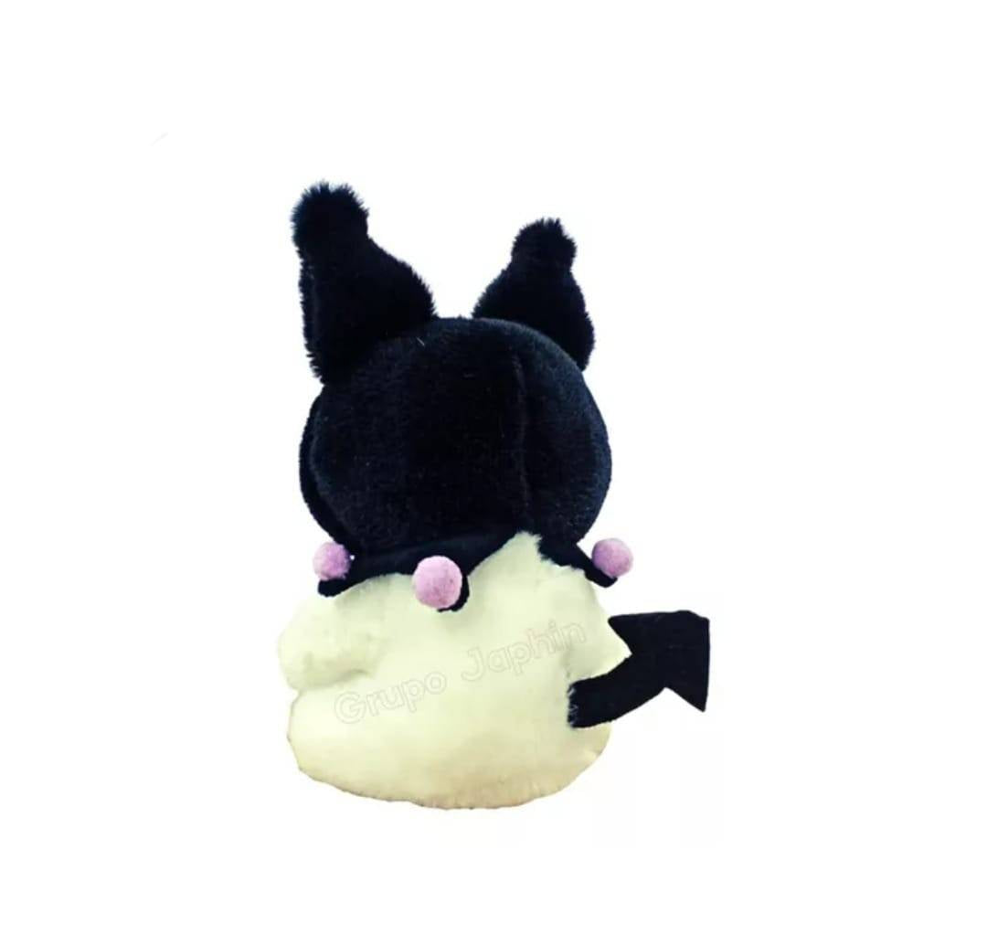 Jucarie de plus, Papusa Japoneza Sanrio Kuromi, seria Hello Kitty, tip breloc, multicolor, 12 cm