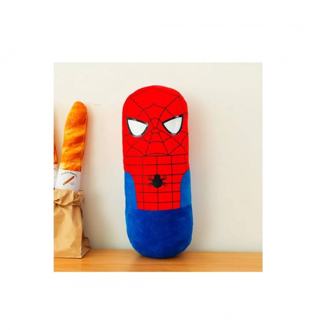 Jucarie de plus, Spider Man, tip perna, rosu/albastru, 70 cm