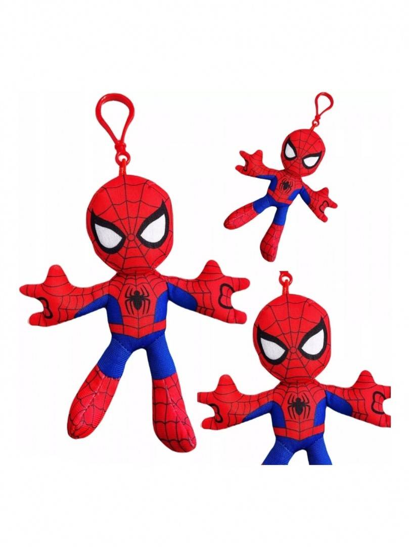 Jucarie de plus, Spiderman, tip breloc, rosu, 12 cm
