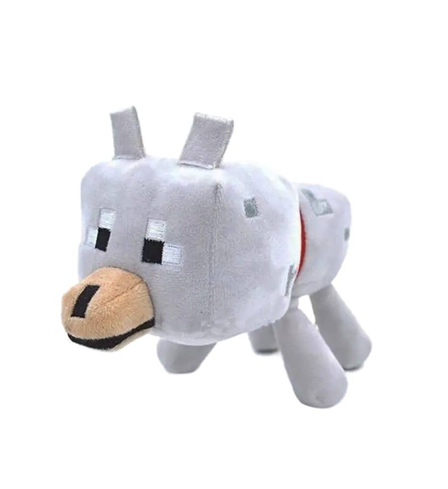 Jucarie de plus, tip Minecraft, cu ventuza, gri, 20 cm