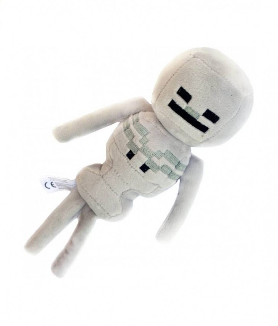 Jucarie de plus, tip Minecraft, cu ventuza, gri deschis, 30 cm