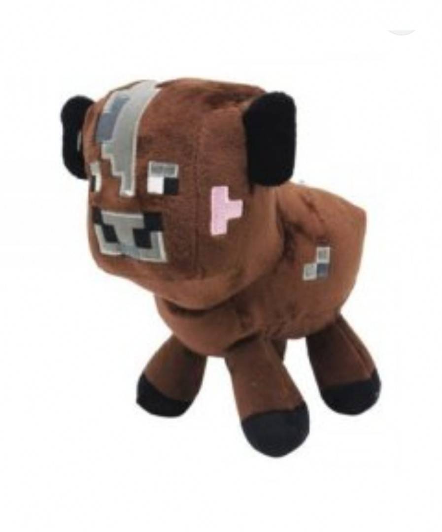 Jucarie de plus, tip Minecraft, cu ventuza, maro, 20 cm