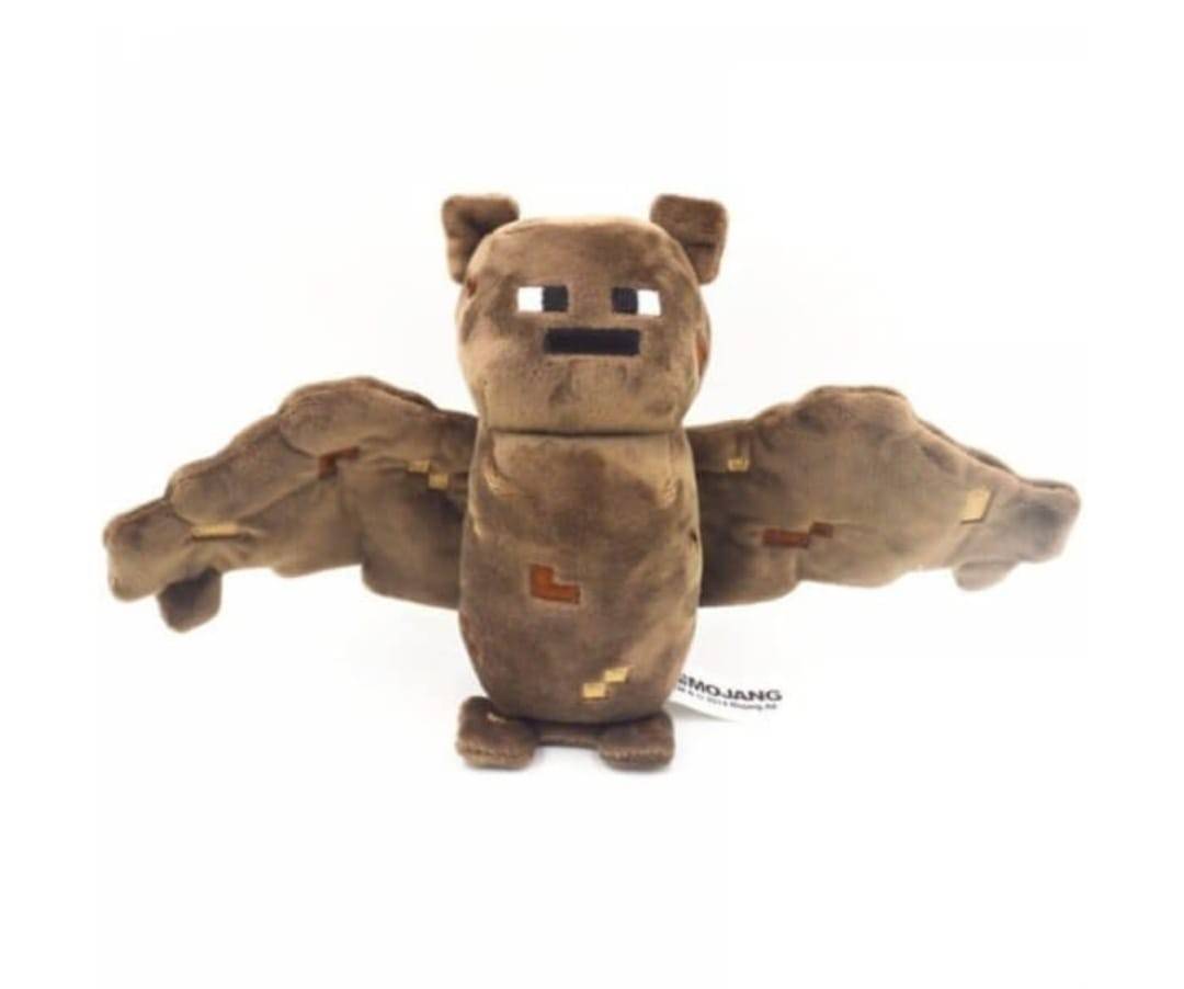 Jucarie de plus, tip Minecraft, cu ventuza, maro inchis, 15 cm
