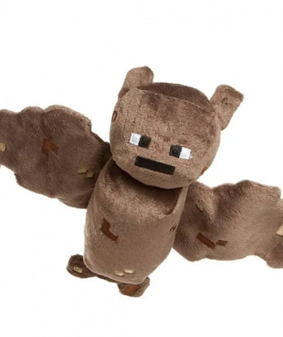 Jucarie de plus, tip Minecraft, cu ventuza, maro inchis, 15 cm
