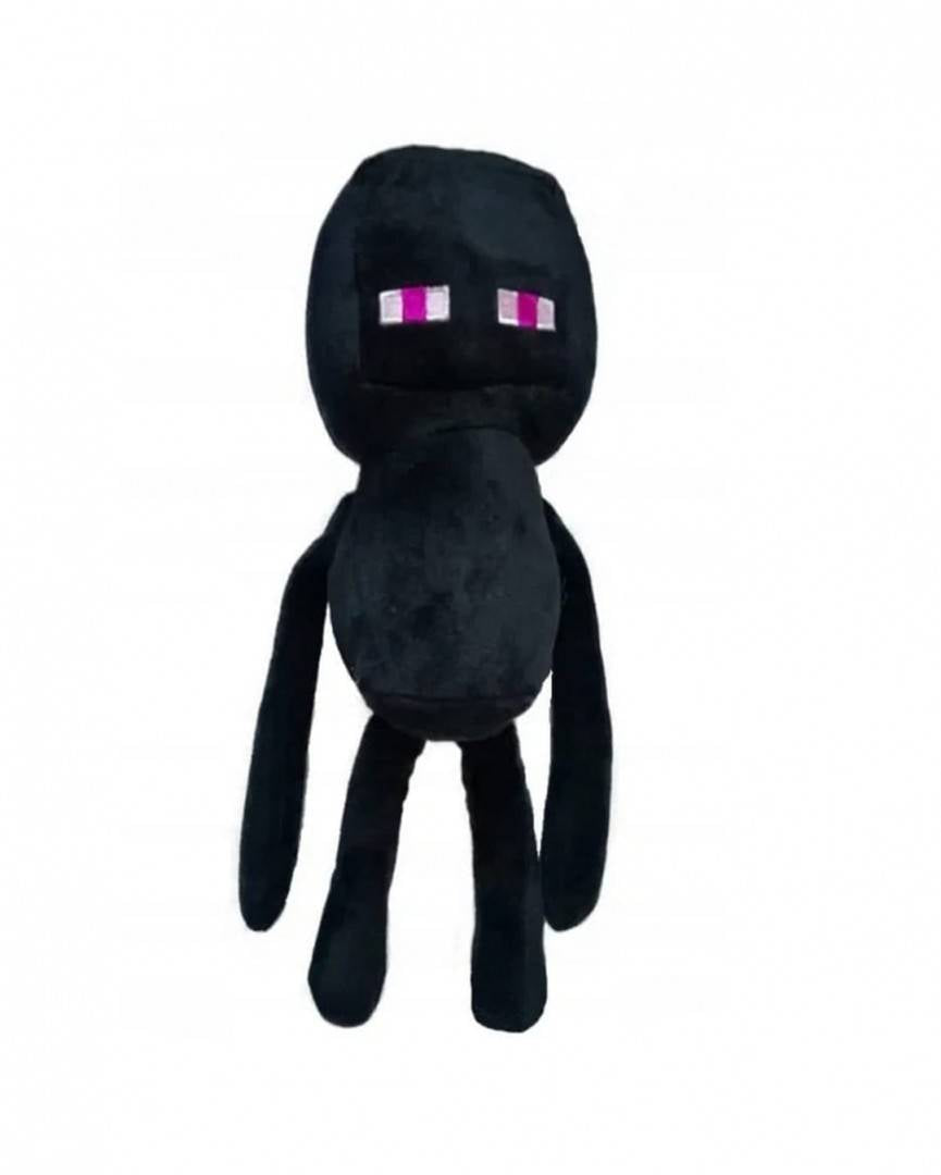 Jucarie de plus, tip Minecraft, cu ventuza, negru, 30 cm
