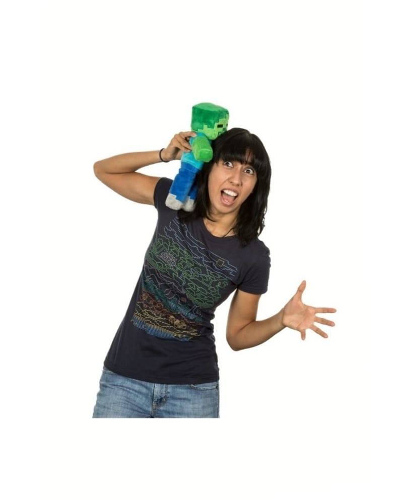 Jucarie de plus, tip Mycraft, Zombie, verde, 25 cm