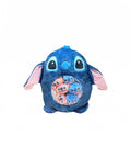 Jucarie de plus tip perna, Stitch cu 6 pui, albastru/multicolor, 45 cm