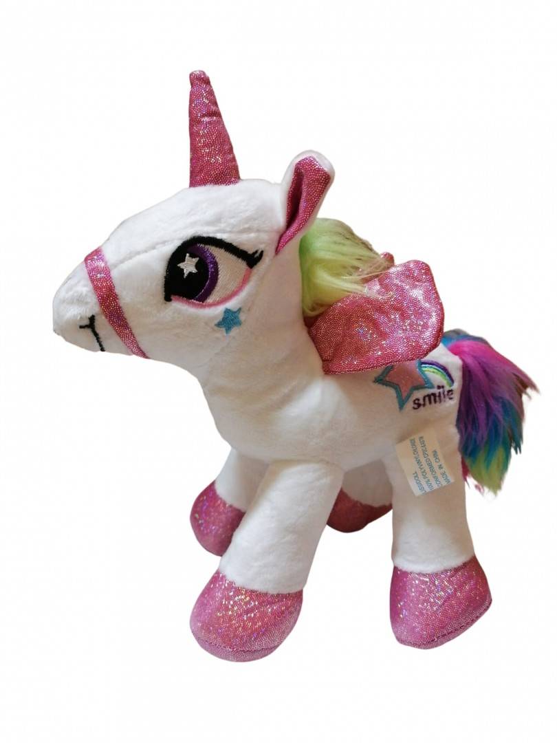 Jucarie de plus, Unicorn, alb, 26 cm