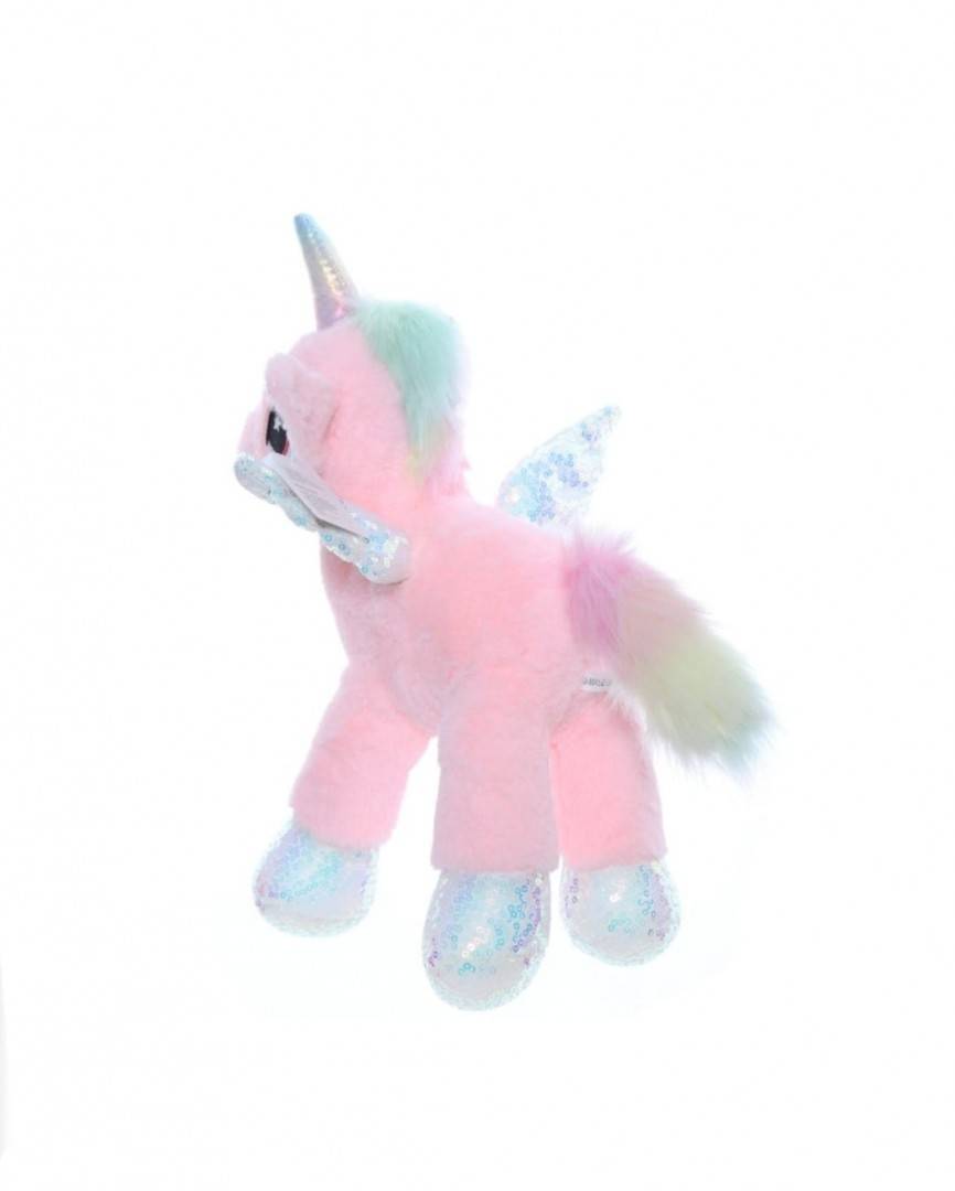 Jucarie de plus, Unicorn cu sunet, roz, 33 cm