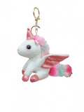 Jucarie de plus, Unicorn, tip breloc, alb, 15 cm