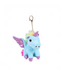 Jucarie de plus, Unicorn, tip breloc, bleu, 15 cm