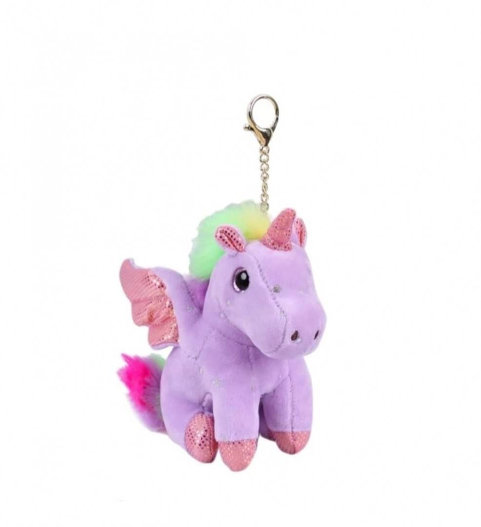 Jucarie de plus, Unicorn, tip breloc, mov, 15 cm