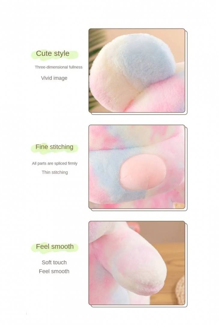 Jucarie de plus, Ursulet Curcubeu, multicolor, 40 cm