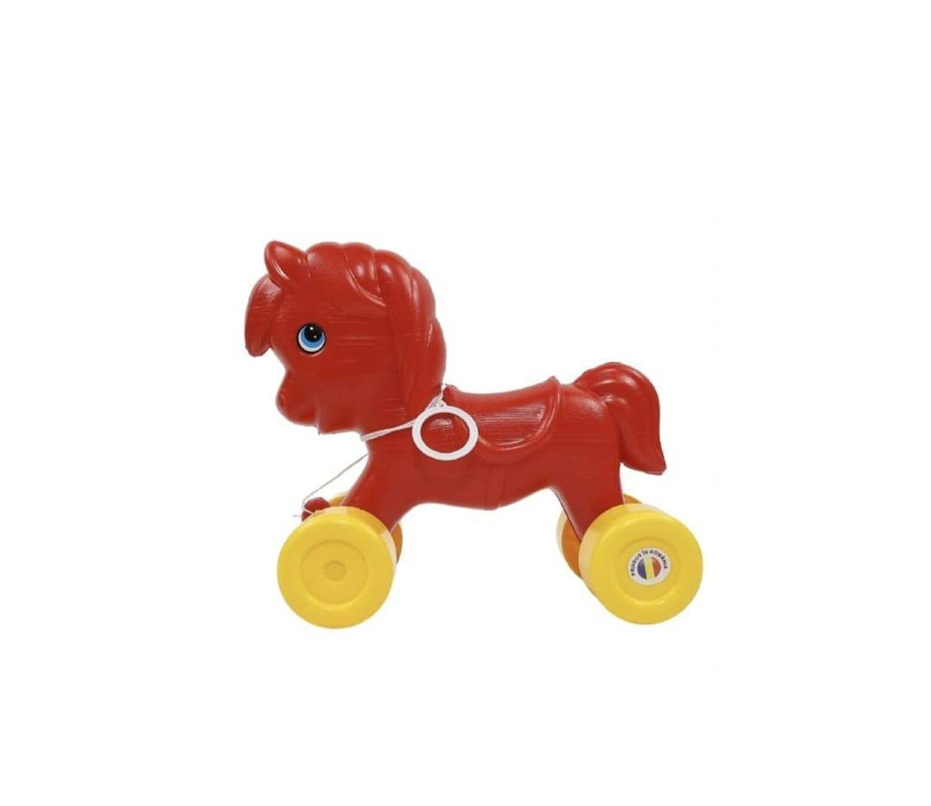 Jucarie de tras pentru copii, Calut, maro, 24 cm, 1 an+