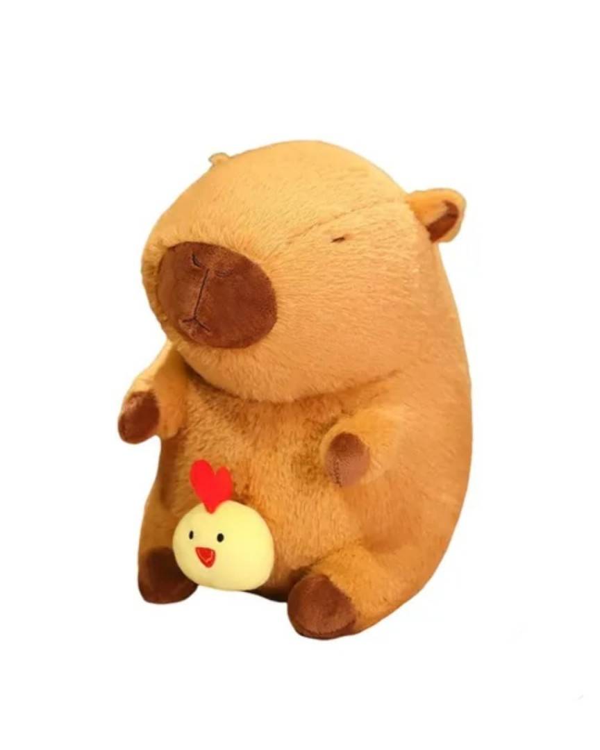 Jucarie din plus, Capibara cu mosor mecanic, maro, 31 cm