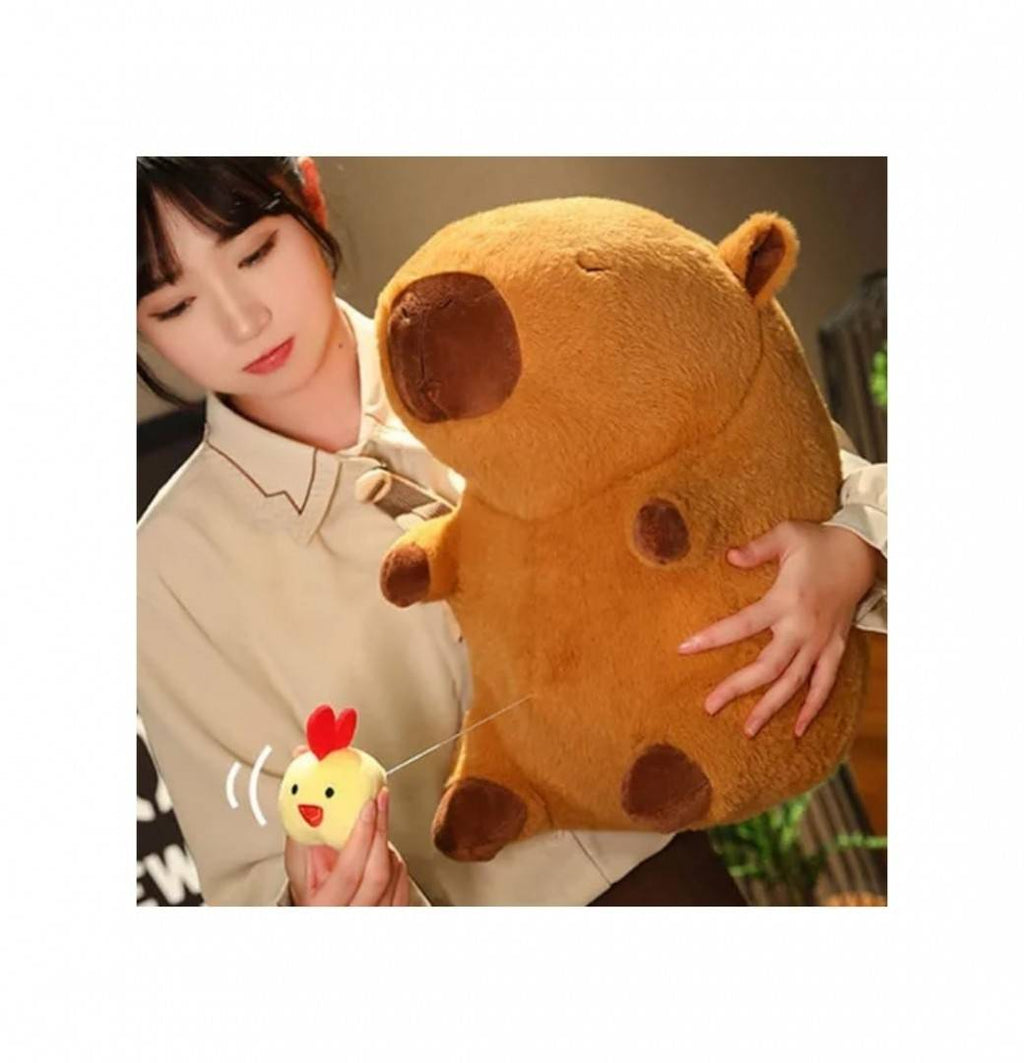 Jucarie din plus, Capibara cu mosor mecanic, maro, 31 cm