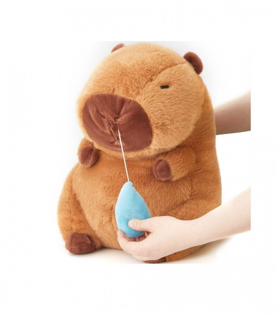 Jucarie din plus, Capibara cu mosor mecanic, multicolor, 65 cm