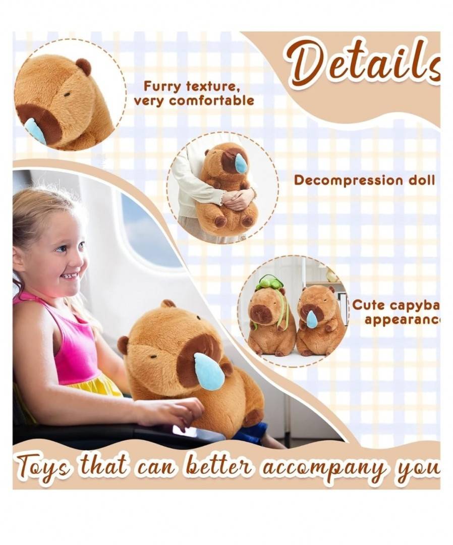 Jucarie din plus, Capibara cu mosor mecanic, multicolor, 65 cm