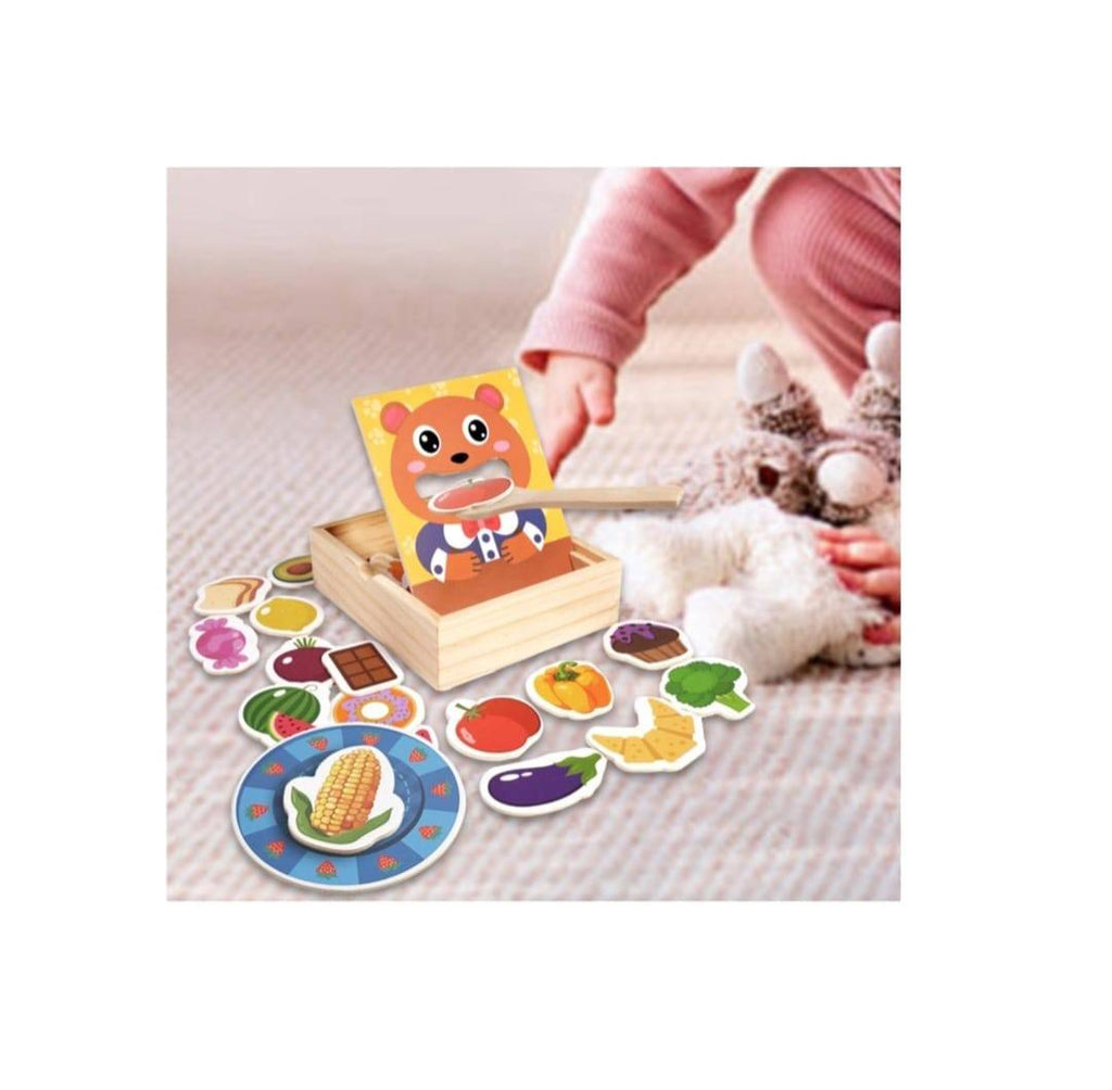 Jucarie educativa, Hraneste Ursuletul, montessori, lemn, multicolor