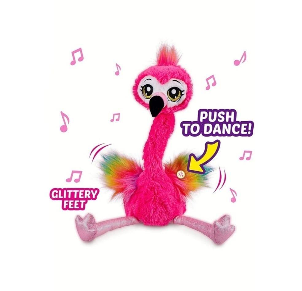 Jucarie Flamingo interactiv, dansator, repetare vocala, roz, 32 cm