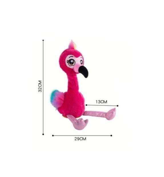 Jucarie Flamingo interactiv, dansator, repetare vocala, roz, 32 cm