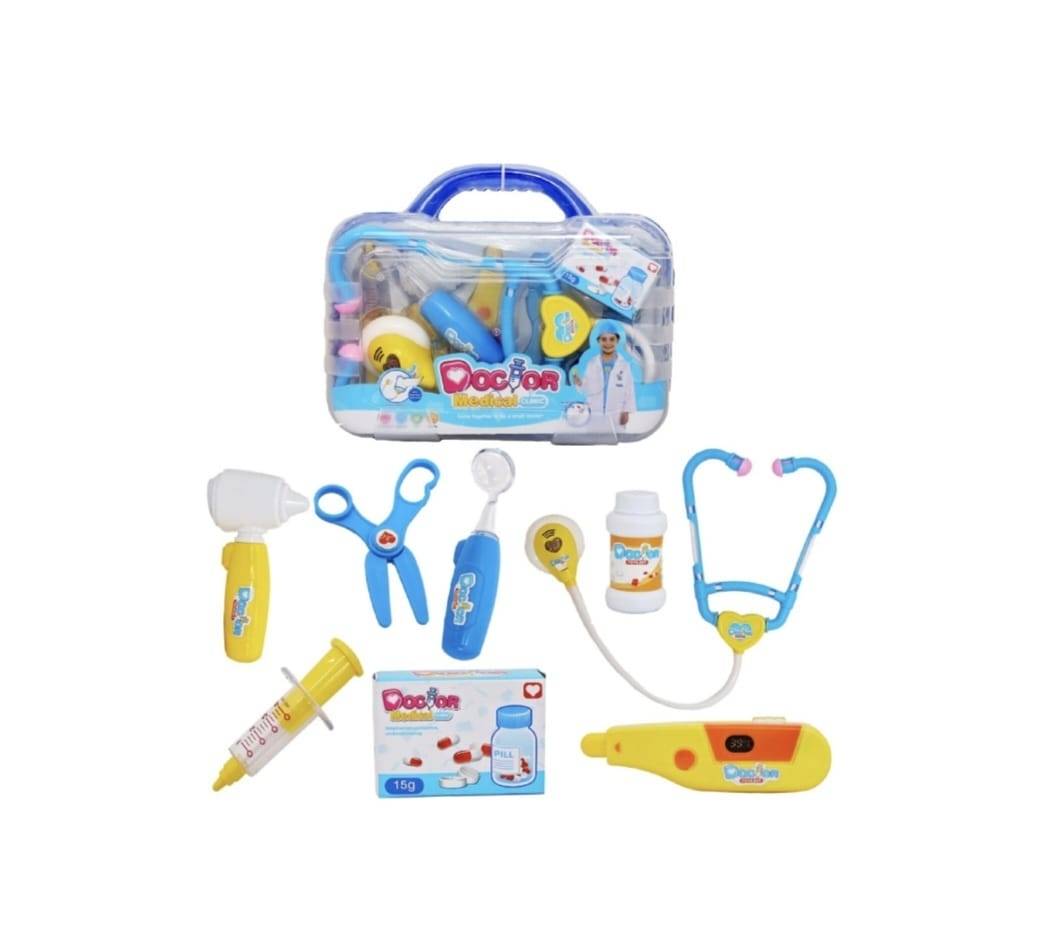 Jucarie Gentuta Doctor cu accesorii , lumini si sunete , albastru , 25 cm