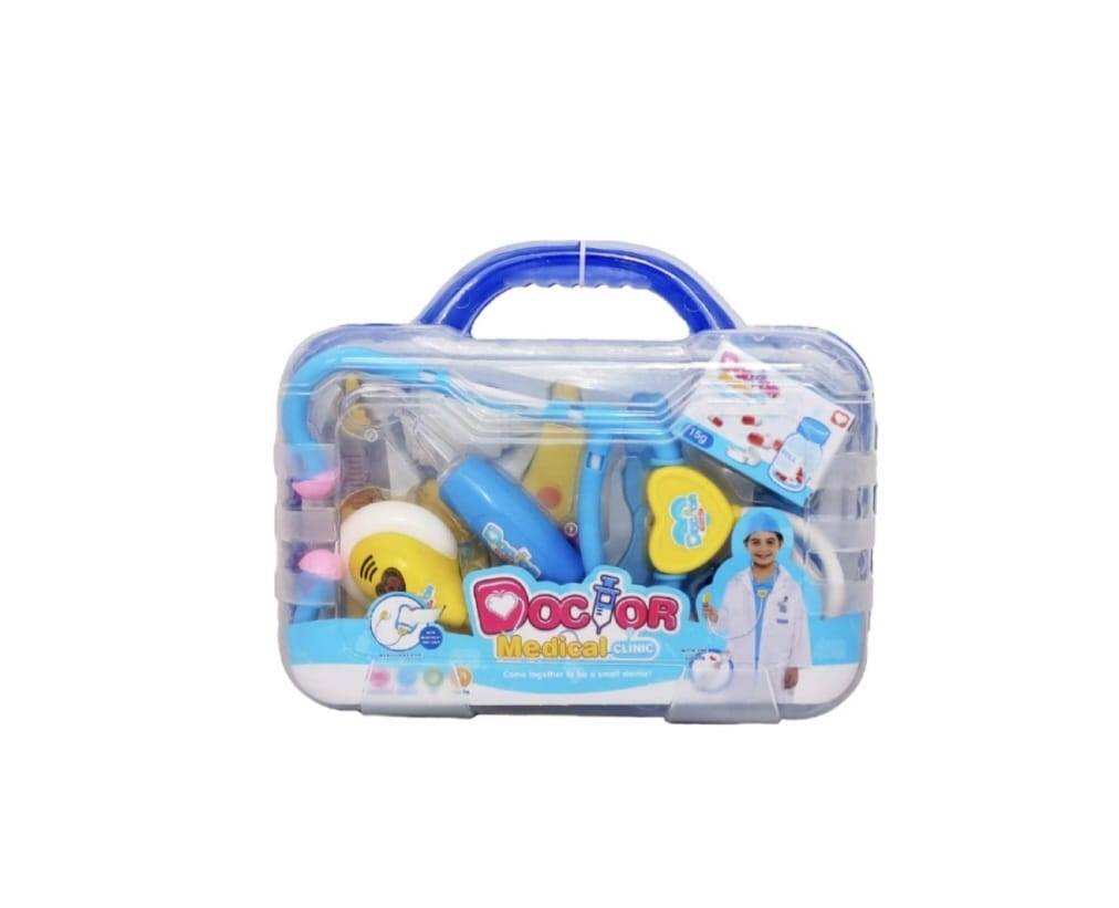 Jucarie Gentuta Doctor cu accesorii , lumini si sunete , albastru , 25 cm