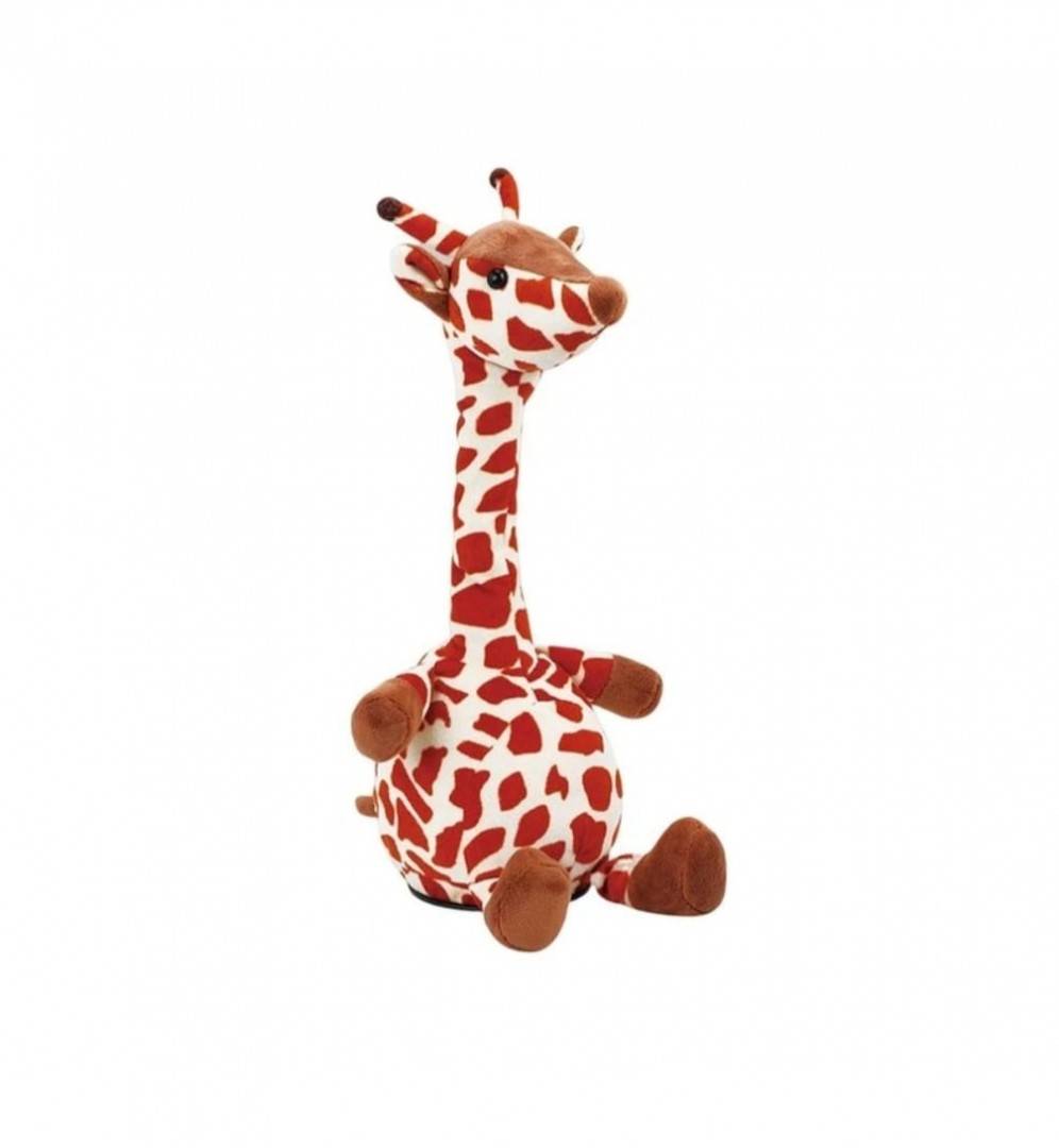 Jucarie Girafa, dansator, care repeta, cablu usb, multicolor, 32 cm