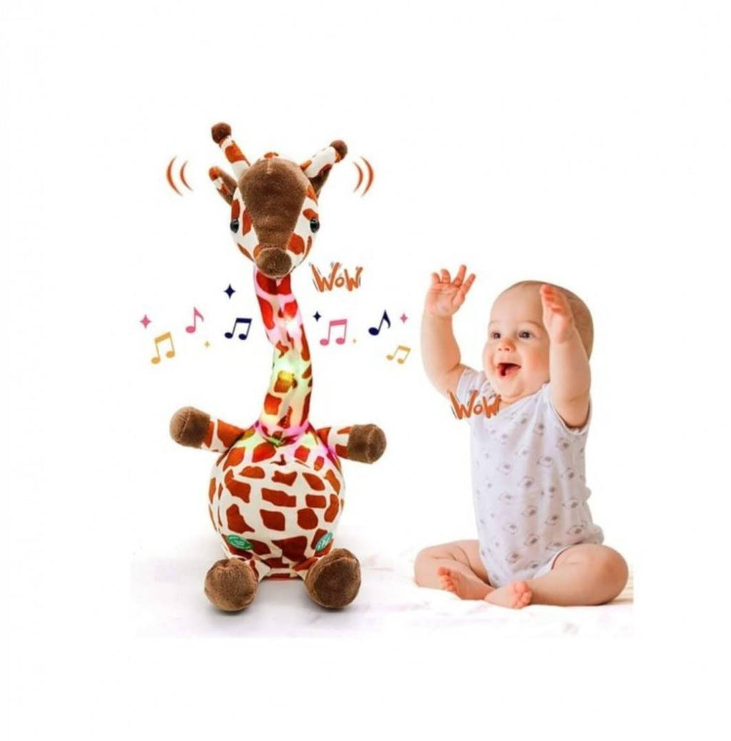 Jucarie Girafa, dansator, care repeta, cablu usb, multicolor, 32 cm