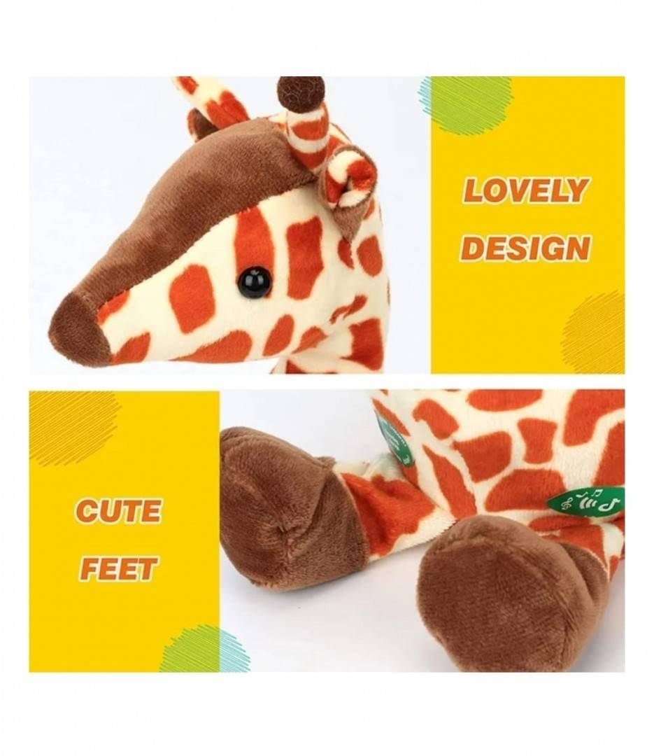 Jucarie Girafa, dansator, care repeta, cablu usb, multicolor, 32 cm