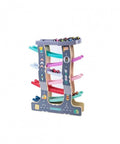 Jucarie inetractiva copii, Pista cu 7 rampe, circuit, 8 masinute, lemn, multicolor