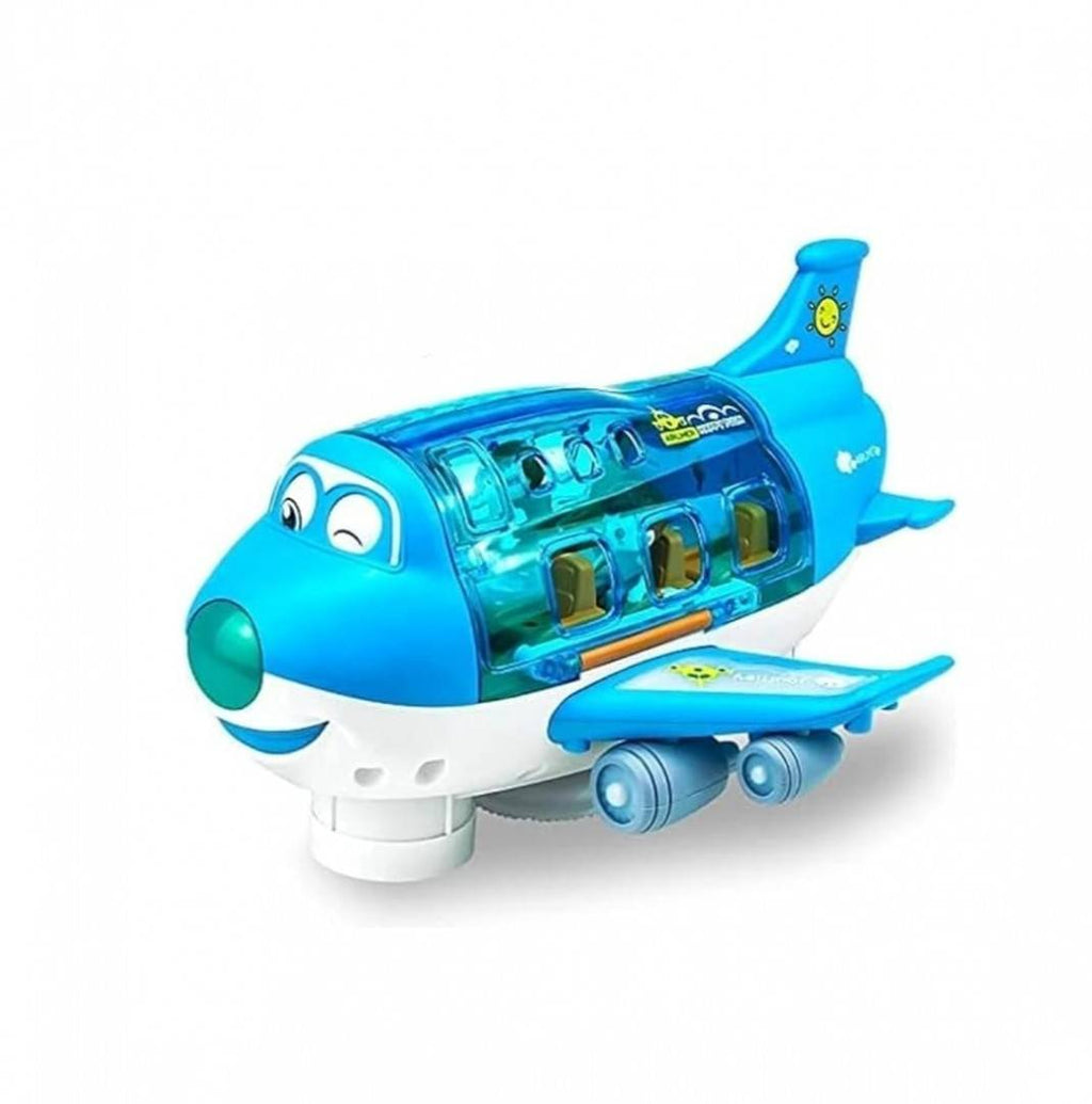 Jucarie interactiva, Avionul cu pasageri, lumini si sunete, albastru, 26 cm