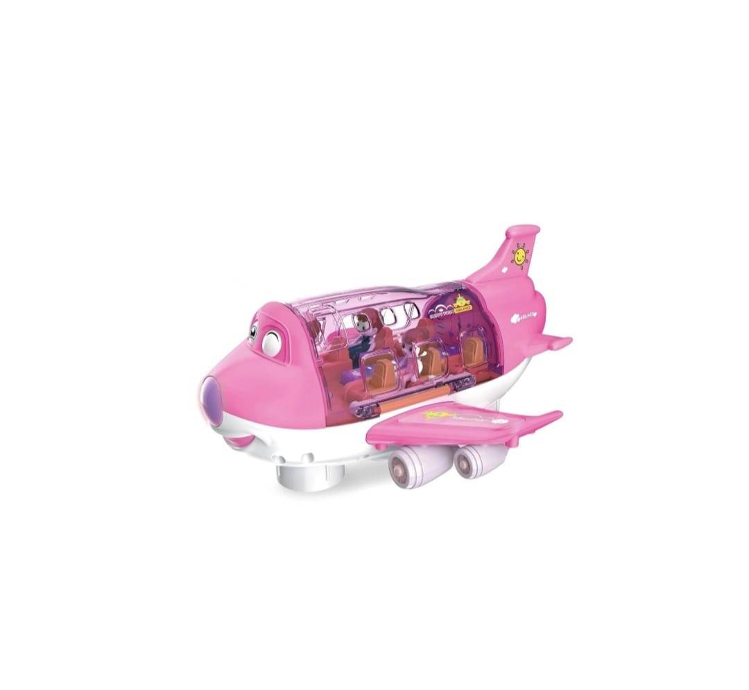 Jucarie interactiva, Avionul cu pasageri, lumini si sunete, roz, 26 cm
